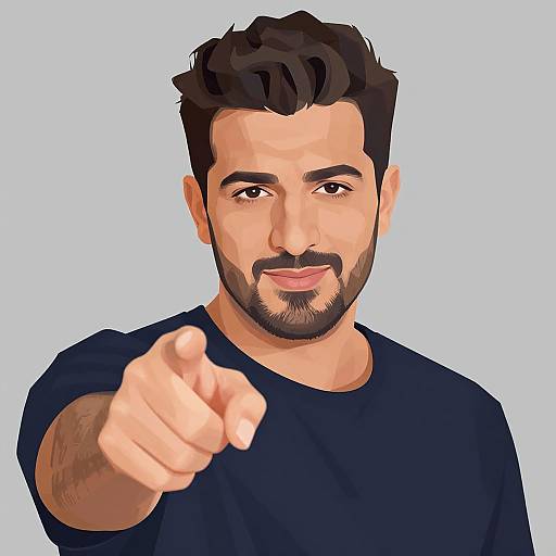 Goatee Man Pointing Portrait