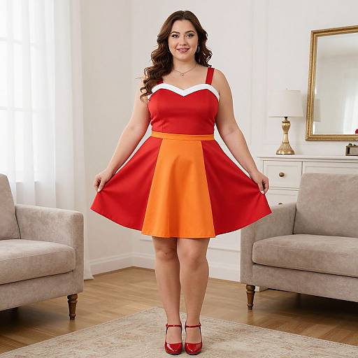 Plus Size Woman in Vibrant Skirt