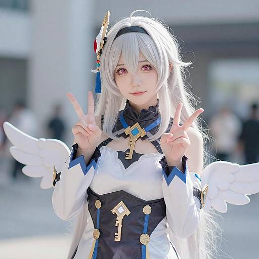 Anime Cosplayer with Platinum Hair