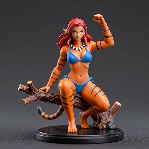 Realistic Female Figurine with Tiger Stripes