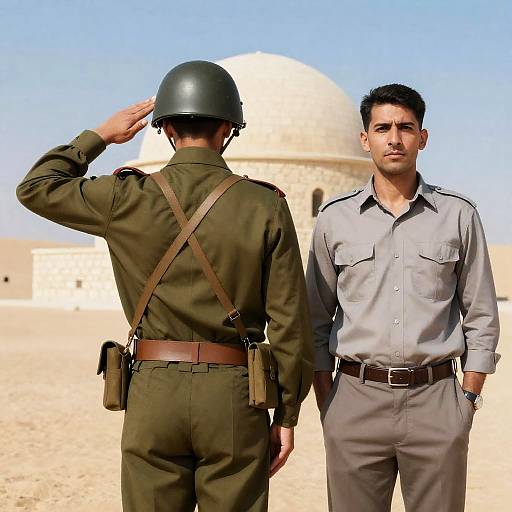 Desert Encounter: Soldier and Civilian