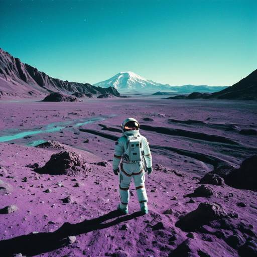 Astronaut Exploring Violet Alien Landscape Astronaut Exploring Violet Alien Landscape