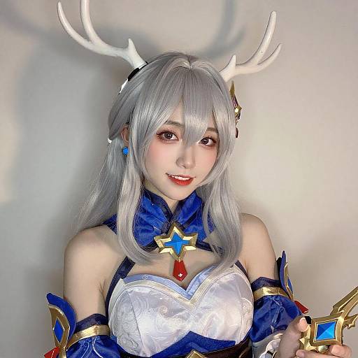 Silver-Haired Woman in Fantasy Cosplay