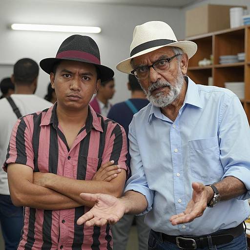 Intense Portrait of Two Men in Action