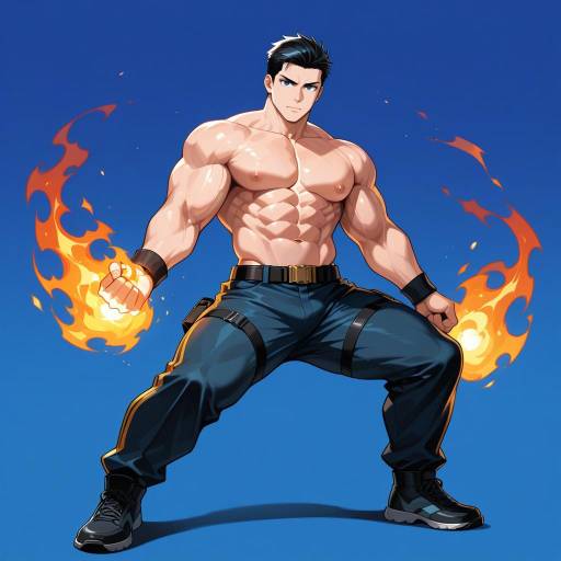 Confident Muscular Male Displaying Strength Confident Muscular Male Displaying Strength
