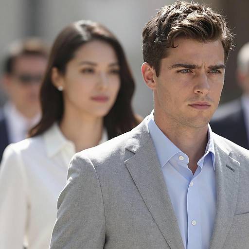 Serious Businessman with Colleagues Outdoors