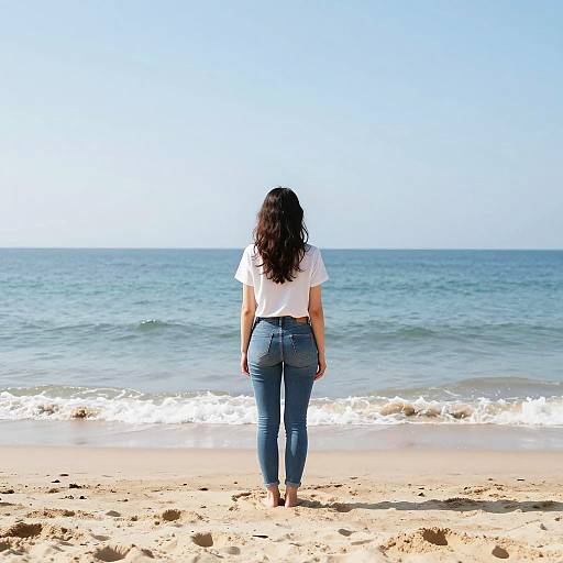 Tranquil Woman on Sandy Beach