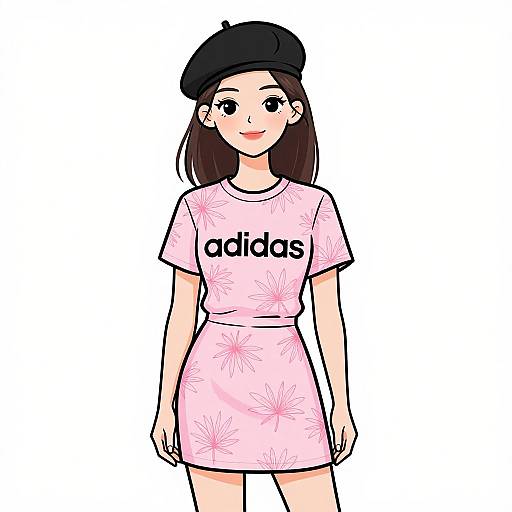 Smiling Woman in Pink Botanical Dress