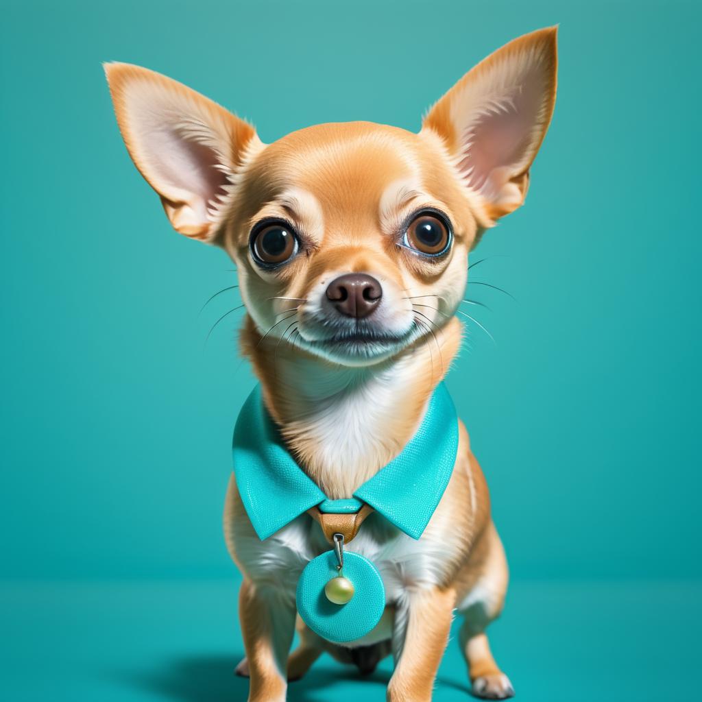 Realistic Chihuahua Portrait on Teal