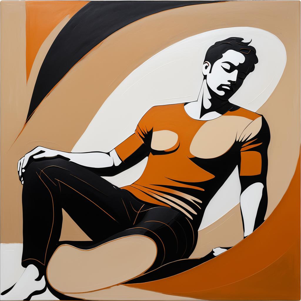 Abstract Reclining Man in Earthy Tones