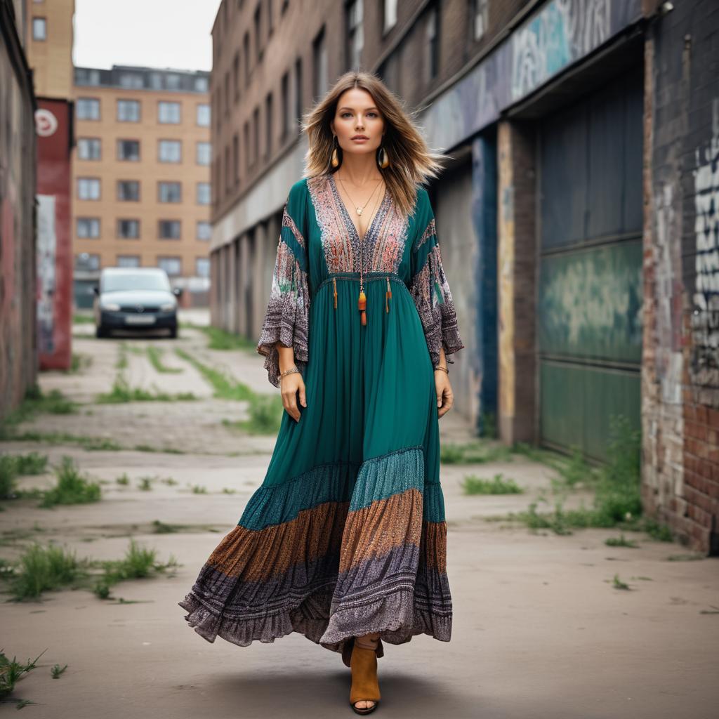 Confident Bohemian Woman in Urban Setting