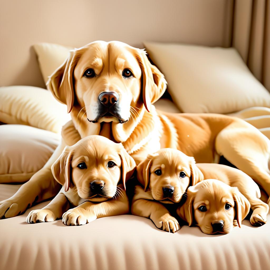 Cozy Family Portrait of Labrador and Puppies