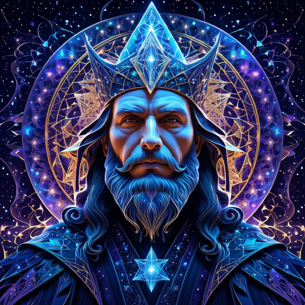 Extravagant Starry Wizard Portrait Design