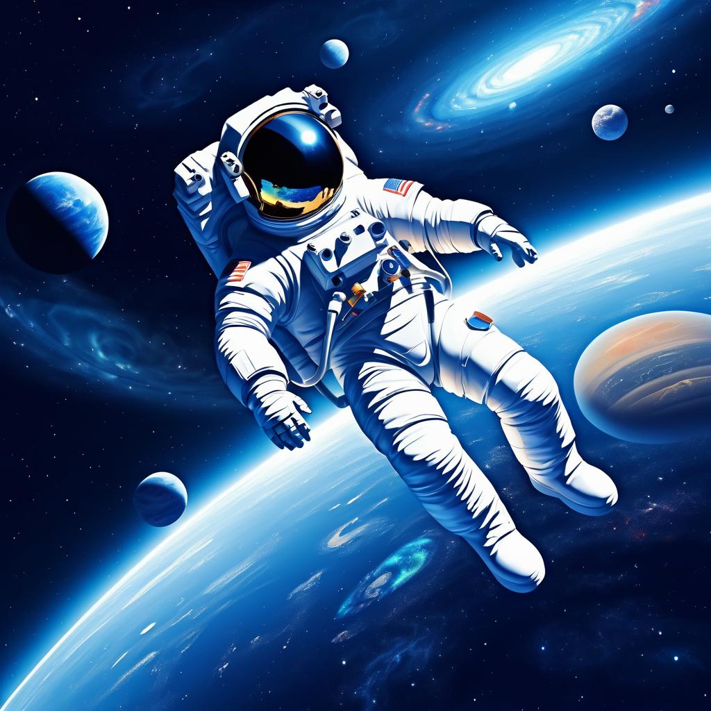 Astronaut in Cosmic Space Scene