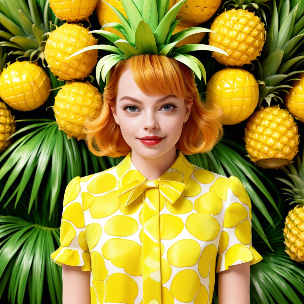 Whimsical Emma Stone as a Pineapple