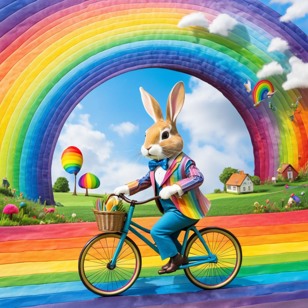 Whimsical Rabbit on Bicycle Adventure