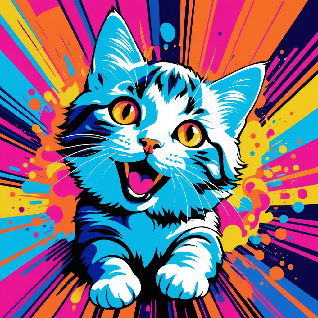 Playful Kitten in Vibrant Pop Art Style