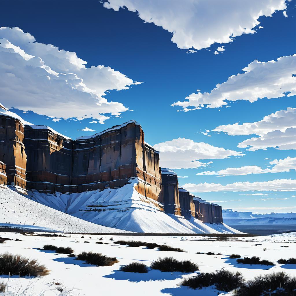 Dramatic Snowy Plateau with Stark Cliffs