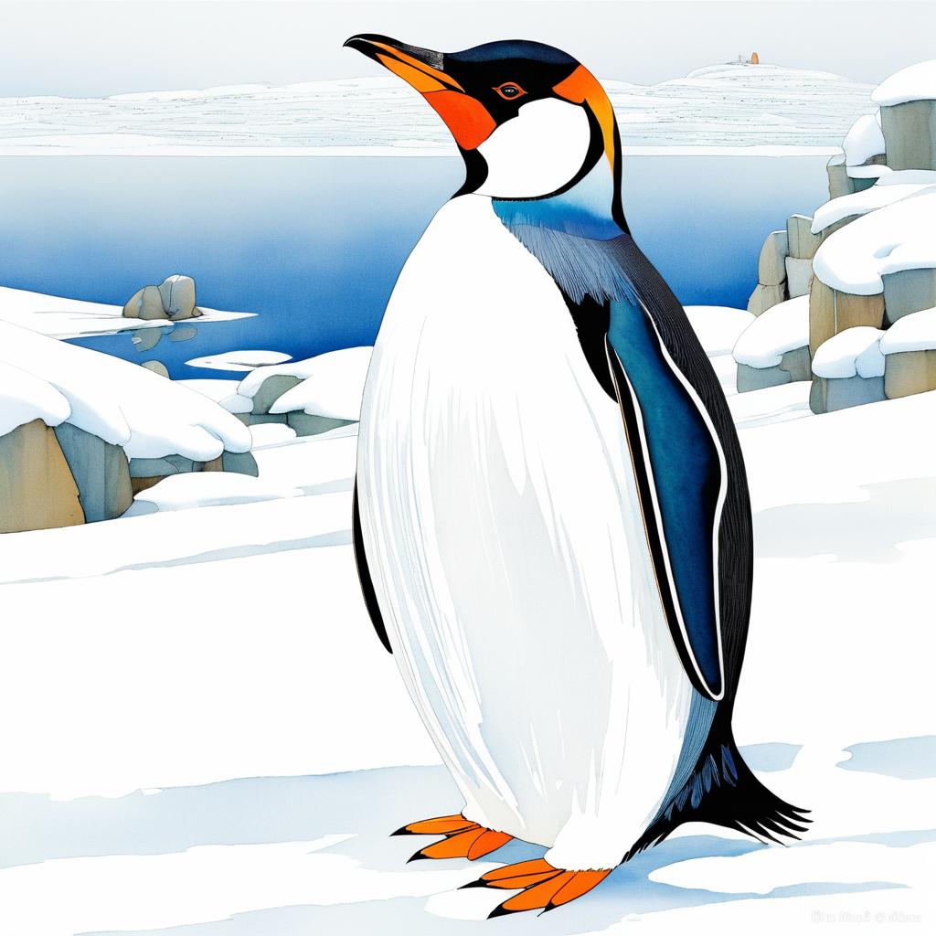 Elsa-Inspired Penguin Art on White Background