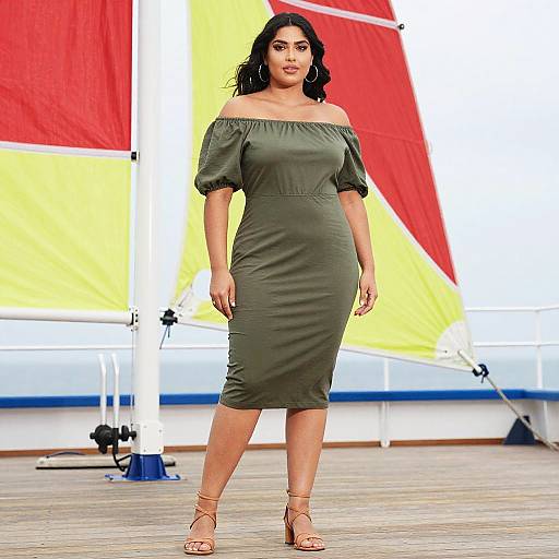 Lanky Woman on Ship Deck