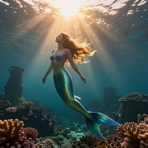 Ethereal Mermaid in Golden Hour Glow