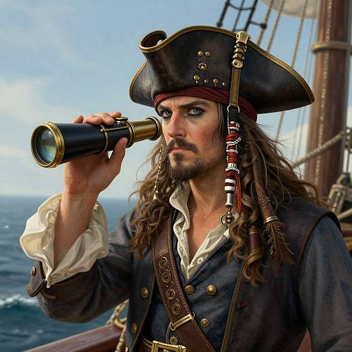 Intricate Pirate Captain with Spyglass