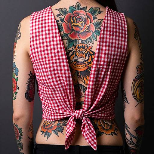 Vibrant Tattooed Person in Checkered Shirt