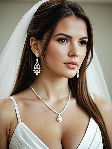 Realistic Straight-Haired Bride Portrait