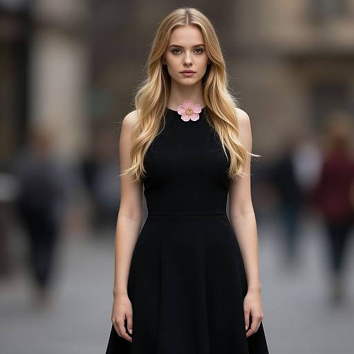 Stunning Blonde in Black Dress