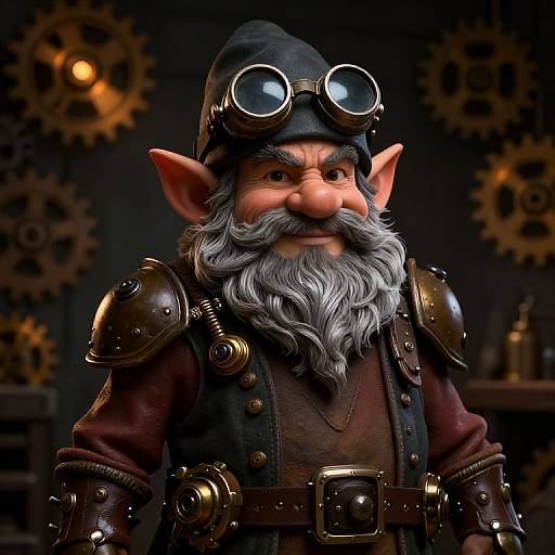 Steampunk Gnome Portrait with Gadgets