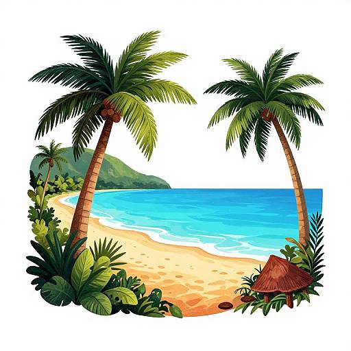 Colorful Caribbean Beach T-Shirt Design