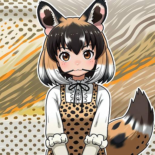 Illustration of African wild dog (kemono friends), kemono friends in the style of Mendou kusai