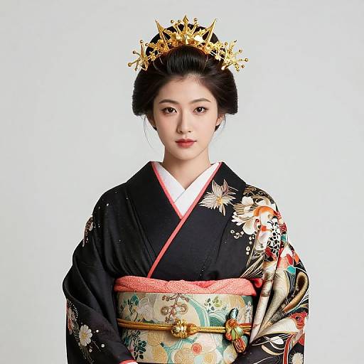 Asian Female in Kimono with Crown
