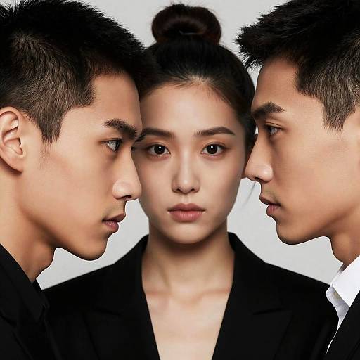 Formal Portrait of Three People Interacting