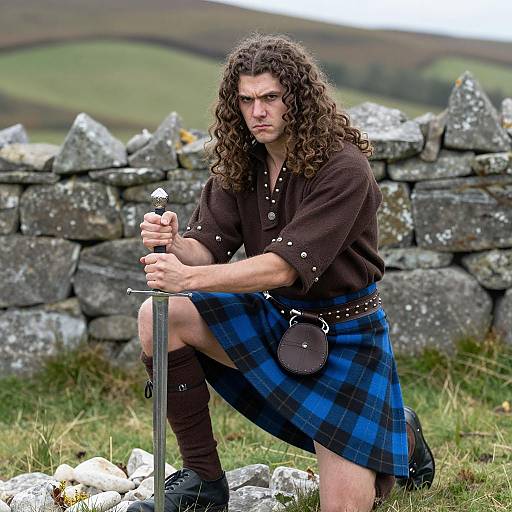 Young Warrior in Kilt and Tunic