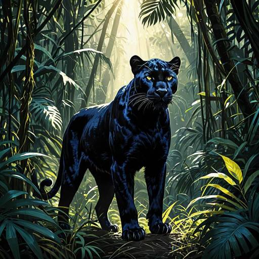 Black Panther in Tropical Jungle