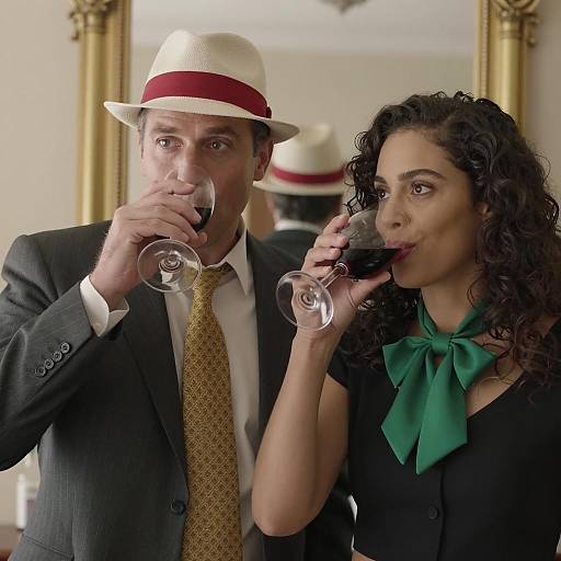 Couple Drinking Red Wine Indoors