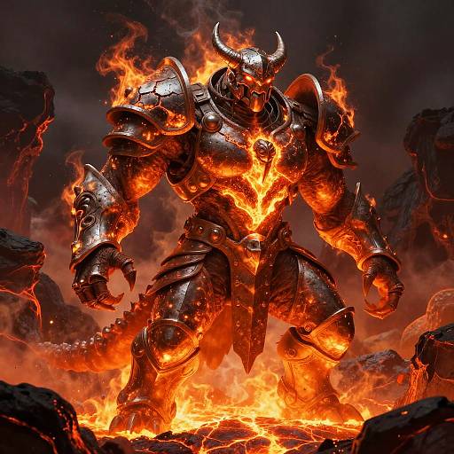 Armored Beast Emerging from Lava