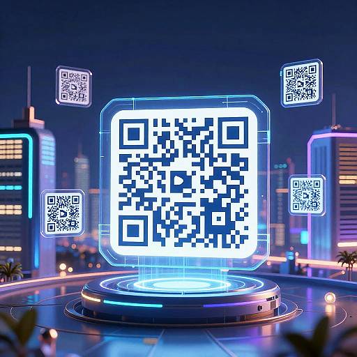 Holographic AI QR Codes Cityscape