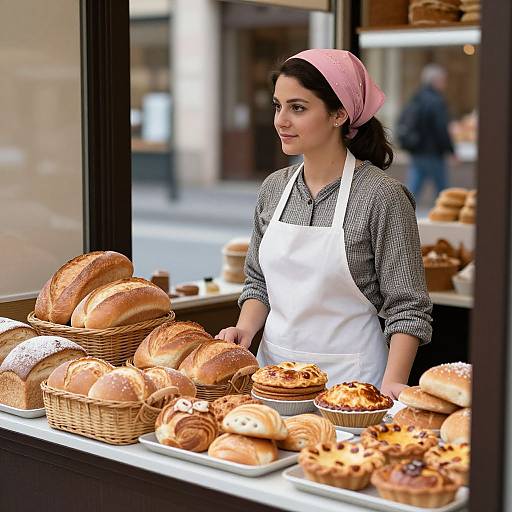 Traditional Bakery Woman Selling Goods