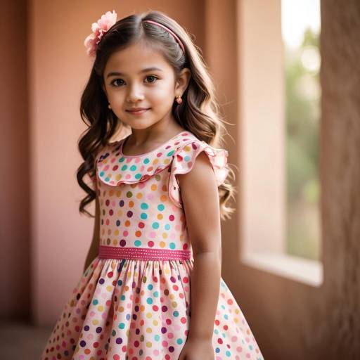Charming Young Girl in Polka Dot Dress