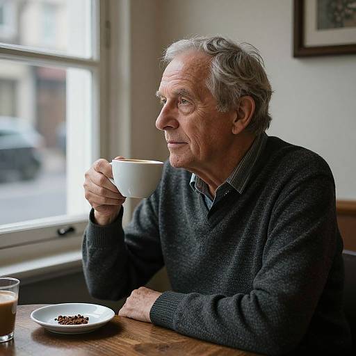 Senior Man Contemplating by Window