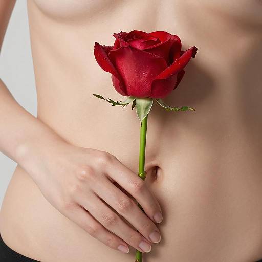 Elegant Stomach with Rose and Hand