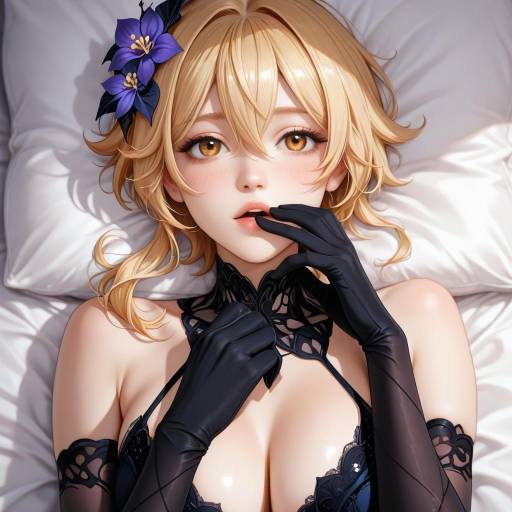 Blonde Girl with Flower in Genshin Impact