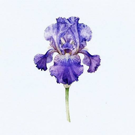Digital Watercolor Purple Iris Bloom