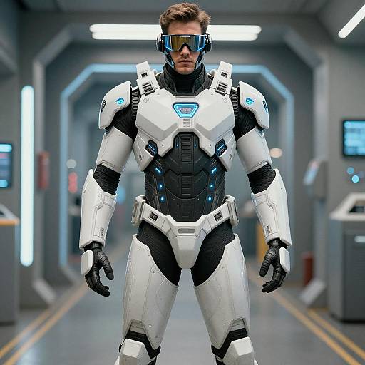 Futuristic Male in Sci-Fi Armored Suit