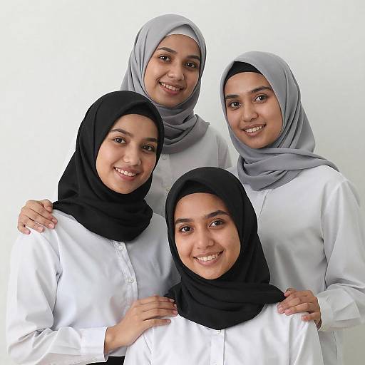 Smiling Women in Hijabs Group Photo