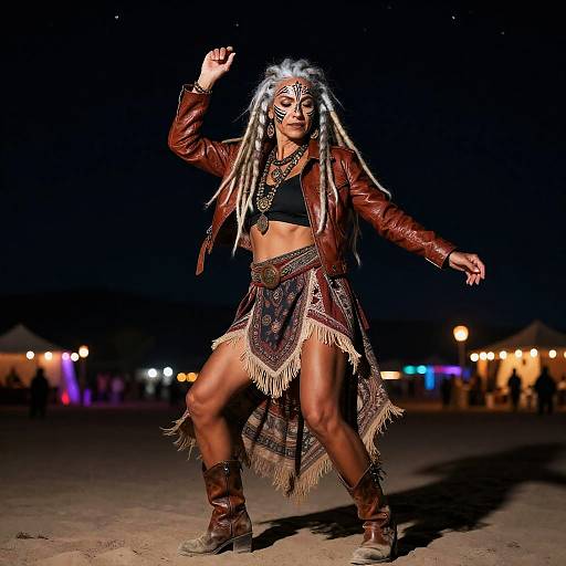 Woman Dancing at Desert Lantern Festival