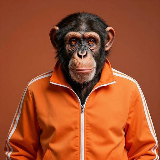 Chimpanzee in Orange Tracksuit