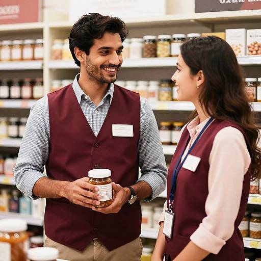 Cheerful Store Employees in Bright Setting